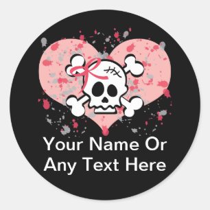Gepersonaliseerde roze schedel Stickers