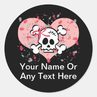 Gepersonaliseerde roze schedel Stickers