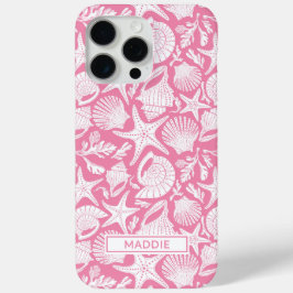 Gepersonaliseerde Roze Schelpen iPhone 15 Pro Max Hoesje