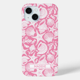 Gepersonaliseerde Roze Schelpen iPhone 15 Case