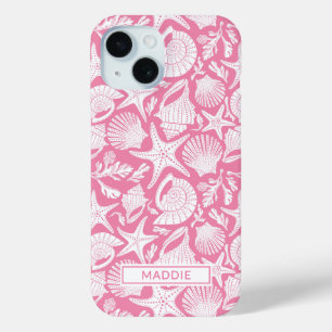 Gepersonaliseerde Roze Schelpen iPhone 15 Case
