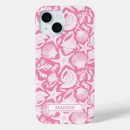 Gepersonaliseerde Roze Schelpen Case-Mate iPhone Case (Achterkant)