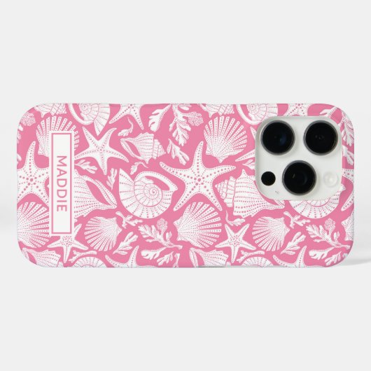 Gepersonaliseerde Roze Schelpen Case-Mate iPhone Case (Achterkant (horizontaal))