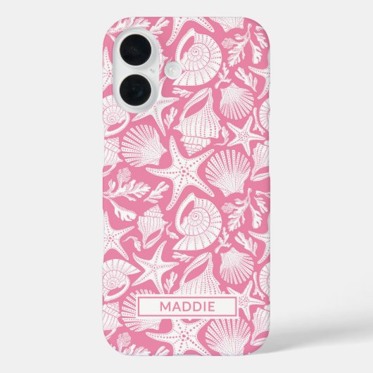 Gepersonaliseerde Roze Schelpen Case-Mate iPhone Case (Achterkant)