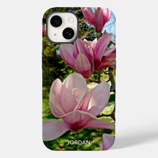 Gepersonaliseerde roze schotel Magnolia Blossom Case-Mate iPhone Case (Achterkant)