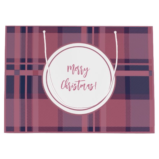 Gepersonaliseerde roze Schotse Lady Tartan Patroon Groot Cadeauzakje (Voorkant)