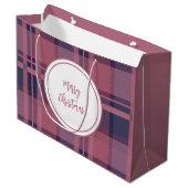 Gepersonaliseerde roze Schotse Lady Tartan Patroon Groot Cadeauzakje (Voorkant Gekanteld)