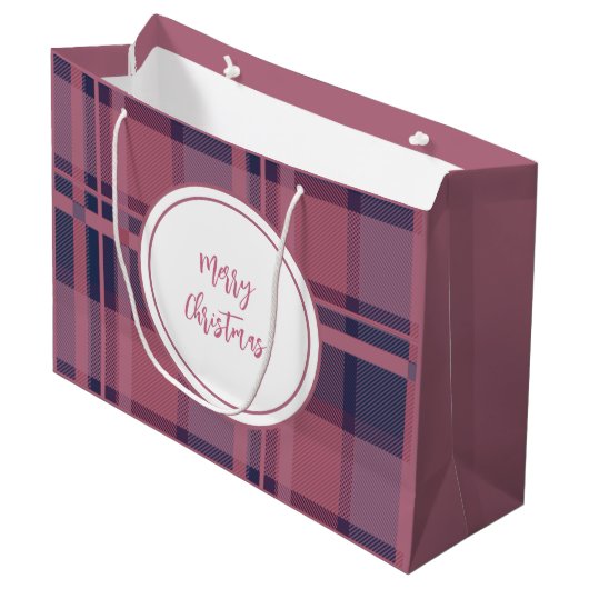 Gepersonaliseerde roze Schotse Lady Tartan Patroon Groot Cadeauzakje (Voorkant Gekanteld)
