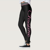 Gepersonaliseerde roze script yoga en fitness legg leggings (Links)