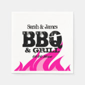 Gepersonaliseerde roze servetten voor BBQ bruiloft (Voorkant)