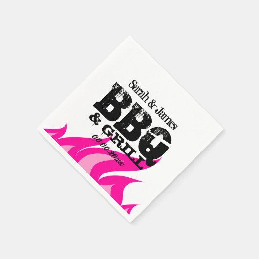 Gepersonaliseerde roze servetten voor BBQ bruiloft (Hoek)