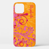 Gepersonaliseerde Roze Sinaasappel Bloemen iPhone Case-Mate iPhone Case (Achterkant)