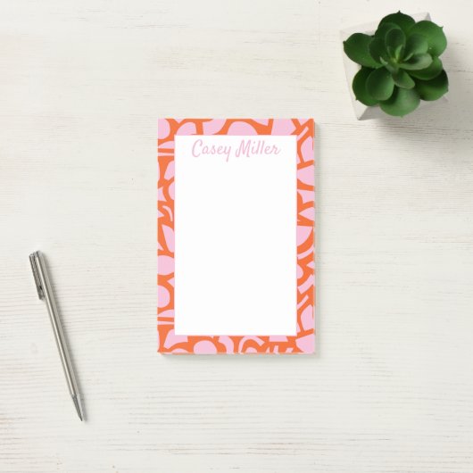 Gepersonaliseerde roze & Sinaasappel, Preppy Post-it® Notes (Kantoor)
