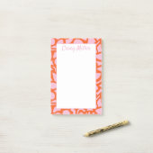 Gepersonaliseerde roze & Sinaasappel, Preppy Post-it® Notes (Op bureau)