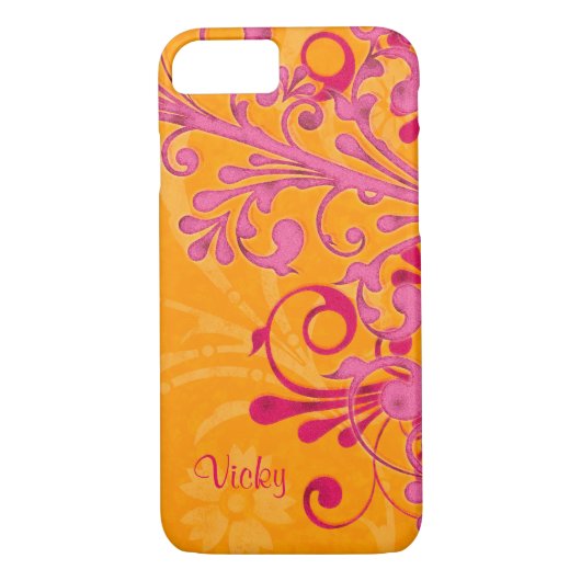 Gepersonaliseerde roze Sinaasappels bloem Case-Mate iPhone Case (Achterkant)