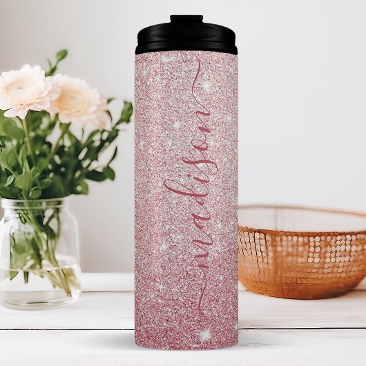 Gepersonaliseerde Roze Sparkle Thermosbeker