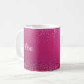 Gepersonaliseerde Roze Sparkly Naam Keramische Mok (Voorkant links)