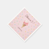 Gepersonaliseerde Roze Sprinkle Ice Cream Verjaard Servet (Hoek)