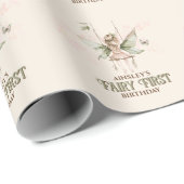 Gepersonaliseerde Roze Sprookje Eerste 1e Verjaard Cadeaupapier (Rol Hoek)