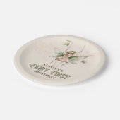 Gepersonaliseerde Roze Sprookje Eerste 1e Verjaard Papieren Bordje (Gekanteld)