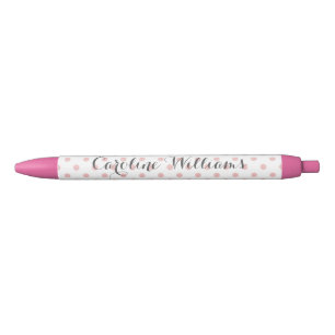 Gepersonaliseerde Roze Stippen Zwarte Inkt Pen