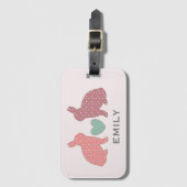 Gepersonaliseerde Roze Stippenkonijnen Bagagelabel (Voorkant (verticaal))