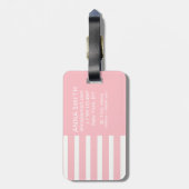 Gepersonaliseerde Roze Streep Bagage Label | Aange (Achterkant verticaal)