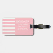 Gepersonaliseerde Roze Streep Bagage Label | Aange (Achterkant horizontaal)