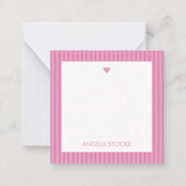 Gepersonaliseerde roze streep notitiekaartje