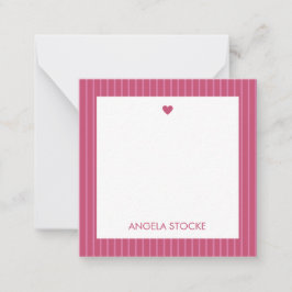 Gepersonaliseerde Roze Streep Notitiekaartje