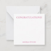 Gepersonaliseerde roze streep notitiekaartje (Voorkant)