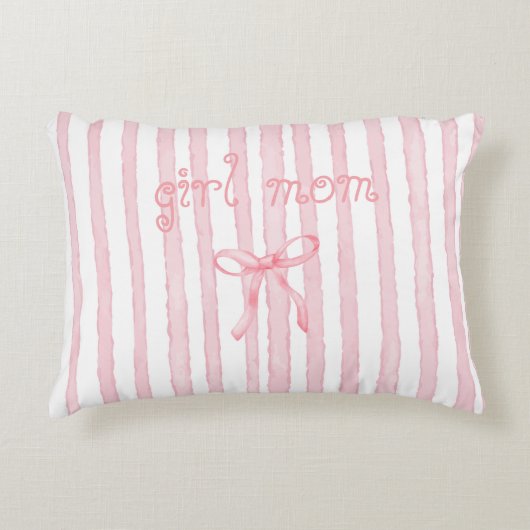 Gepersonaliseerde Roze Strepen Coquette Aangepaste Accent Kussen (Voorkant)
