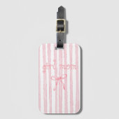 Gepersonaliseerde Roze Strepen Coquette Aangepaste Bagagelabel (Voorkant (verticaal))