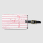 Gepersonaliseerde Roze Strepen Coquette Aangepaste Bagagelabel (Voorkant (horizontaal))