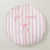 Gepersonaliseerde Roze Strepen Coquette Aangepaste Rond Kussen (Achterkant)