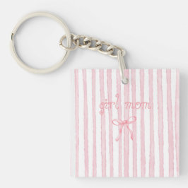 Gepersonaliseerde Roze Strepen Coquette Aangepaste Sleutelhanger