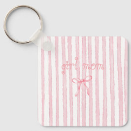 Gepersonaliseerde Roze Strepen Coquette Aangepaste Sleutelhanger