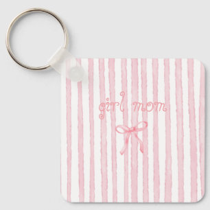 Gepersonaliseerde Roze Strepen Coquette Aangepaste Sleutelhanger