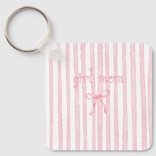 Gepersonaliseerde Roze Strepen Coquette Aangepaste Sleutelhanger (Voorkant)