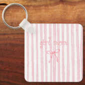 Gepersonaliseerde Roze Strepen Coquette Aangepaste Sleutelhanger (Voorkant)