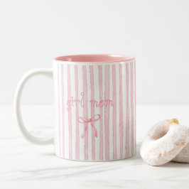 Gepersonaliseerde Roze Strepen Coquette Aangepaste Tweekleurige Koffiemok