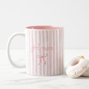 Gepersonaliseerde Roze Strepen Coquette Aangepaste Tweekleurige Koffiemok