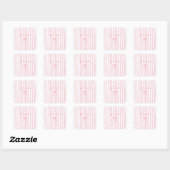 Gepersonaliseerde Roze Strepen Coquette Aangepaste Vierkante Sticker (Vel)