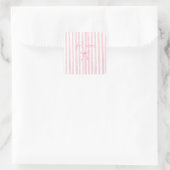 Gepersonaliseerde Roze Strepen Coquette Aangepaste Vierkante Sticker (Tas)