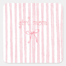 Gepersonaliseerde Roze Strepen Coquette Aangepaste Vierkante Sticker