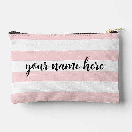 Gepersonaliseerde roze strepen cosmetische tas (Achterkant)