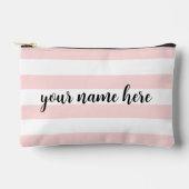 Gepersonaliseerde roze strepen cosmetische tas (Voorkant)