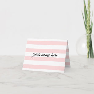 Gepersonaliseerde roze strepen gevouwen briefkaart