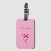 Gepersonaliseerde roze strik bagagelabel (Voorkant (verticaal))