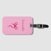 Gepersonaliseerde roze strik bagagelabel (Voorkant (horizontaal))